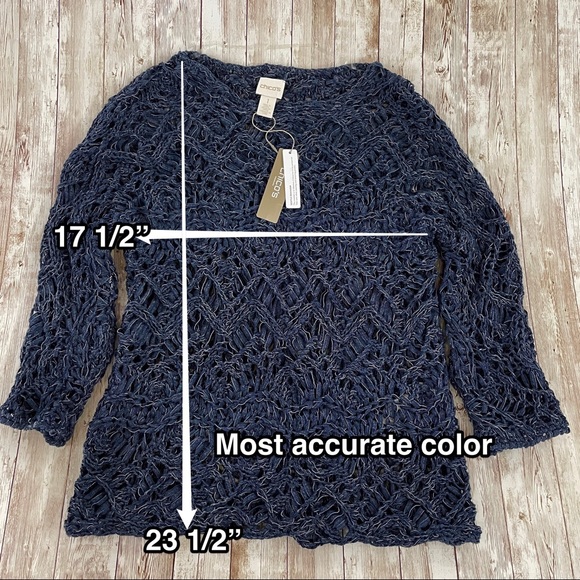 NWT Chico’s Open Stitch Indigo Pullover Sweater - Picture 11 of 11